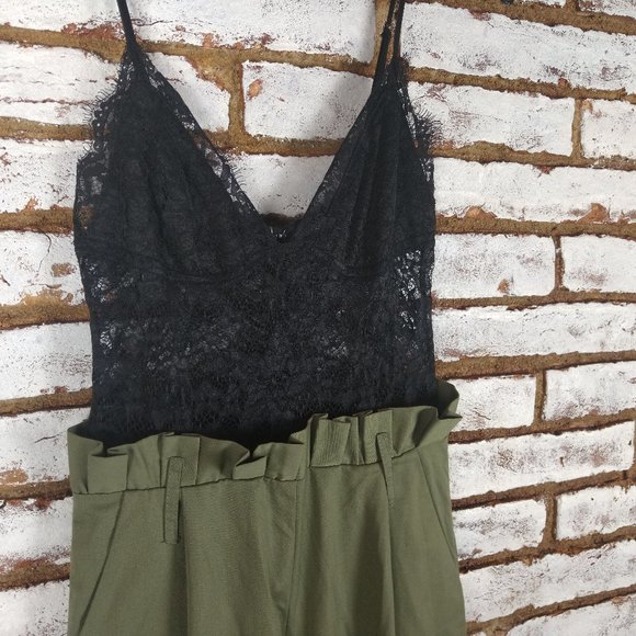 Fashion Nova ROMPER JUMPSUIT Khaki Green Black Top - Picture 4 of 7
